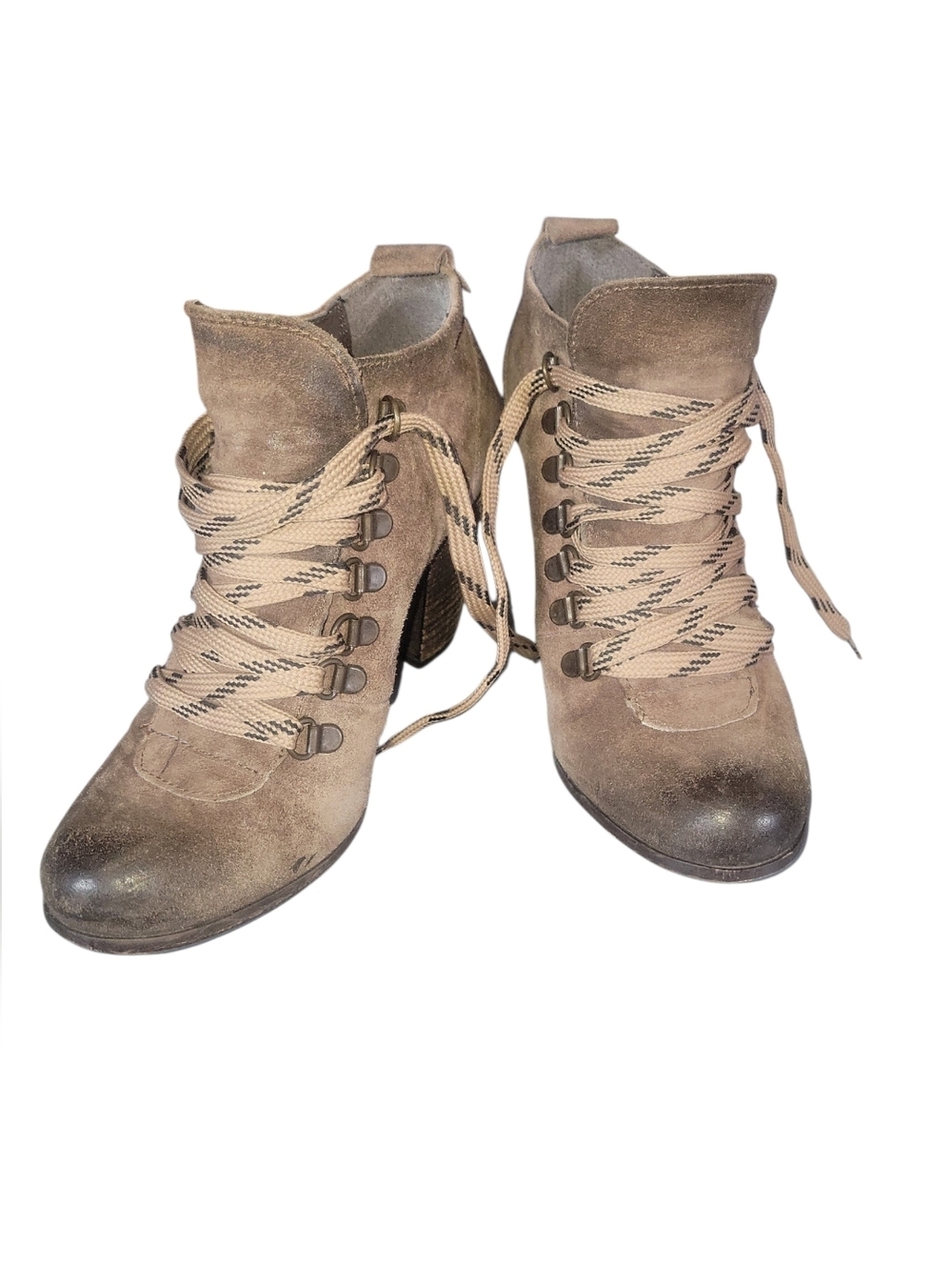 Boutique 9 Demarko Women’s Taupe Suede Lace-Up Ankle Boots Sz 8M